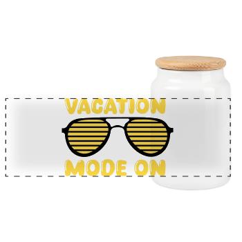 Vacation Mode On Retro - Panoramic Cookie Jar with Wooden Lid - white - Front