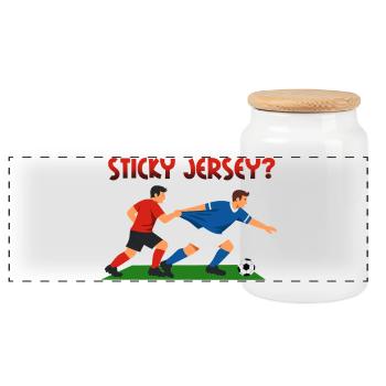 Sticky jersey, foul in football - Panoramic Cookie Jar with Wooden Lid - white - Front