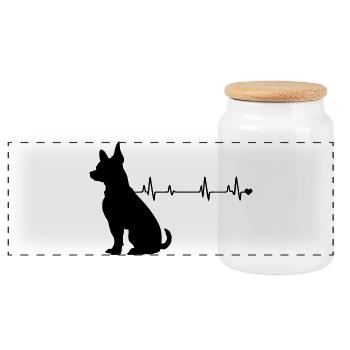 Dog - Panoramic Cookie Jar with Wooden Lid - white - Front