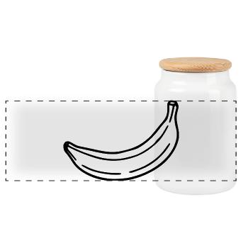 Banane minimal Geschenk minimalistisch schwarz - Panorama Keksdose mit Holzdeckel - Weiß - Vorne