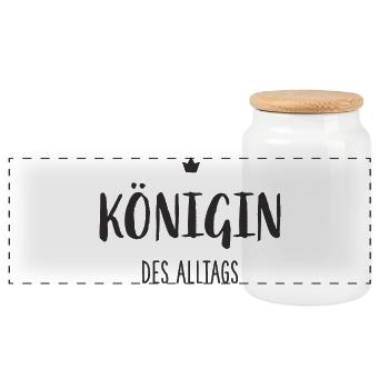 Königin des Alltags – Lustiges Statement Design - Panorama Keksdose mit Holzdeckel - Weiß - Vorne