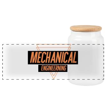 Mechanical Engineering  - Panoramic Cookie Jar with Wooden Lid - white - Front