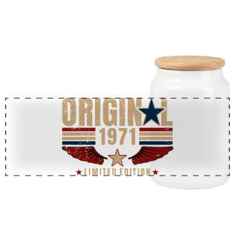 Cadeau d’anniversaire pour le 55e anniversaire Millésime original 1971 - Boîte à biscuits avec couvercle en bois - blanc - Devant