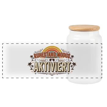 Ruhemodus Aktiviert Retro Sunset - Panorama Keksdose mit Holzdeckel - Weiß - Vorne