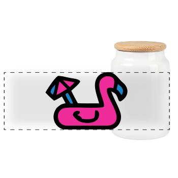 Flamingo Luftmatratze Retro - Panorama Keksdose mit Holzdeckel - Weiß - Vorne