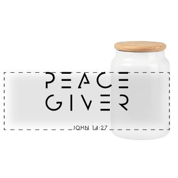 PEACEGIVER - Panoramic Cookie Jar with Wooden Lid - white - Front