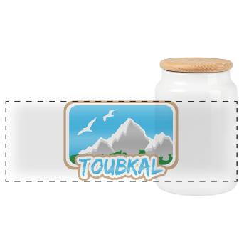 Toubkal - Panorama Keksdose mit Holzdeckel - Weiß - Vorne