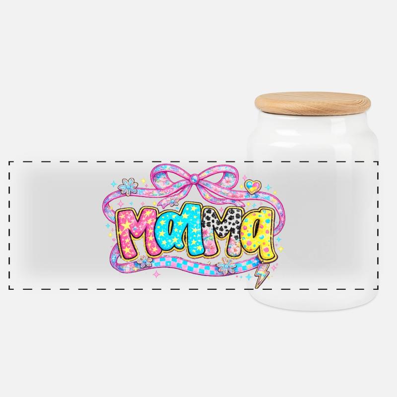 Mama-Geschenk: Retro Mama-Optik und Glitzer - Panorama Keksdose mit Holzdeckel - Weiß