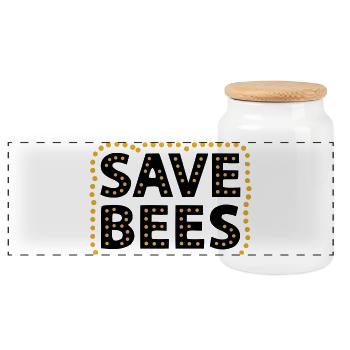 Save Bees Bienen Naturschutz Tierschützer - Panorama Keksdose mit Holzdeckel - Weiß - Vorne