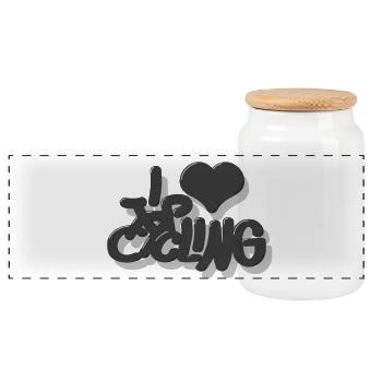 I_love_Cycling_grau - Panoramic Cookie Jar with Wooden Lid - white - Front