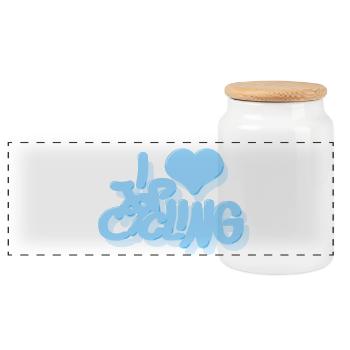 I_love_Cycling_babyblau - Boîte à biscuits avec couvercle en bois - blanc - Devant