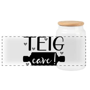 Sayings Baking Dough Roll - Panoramic Cookie Jar with Wooden Lid - white - Front