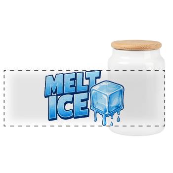 Schmelzendes Eis Cartoon Design - Panorama Keksdose mit Holzdeckel - Weiß - Vorne