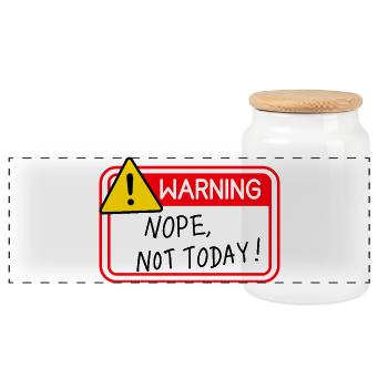 Nope not Today - Panoramic Cookie Jar with Wooden Lid - white - Front