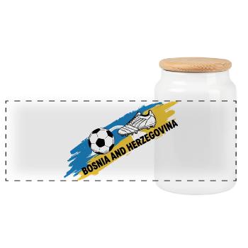 Bosnia Football Jersey Supporter Bosnia Soccer Fo - Panoramic Cookie Jar with Wooden Lid - white - Front