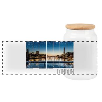 London UK Skyline United Kingdom England Souvenir - Panorama Keksdose mit Holzdeckel - Weiß - Vorne