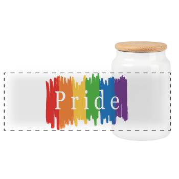 Regenbogenfahne Pride Month - Panorama Keksdose mit Holzdeckel - Weiß - Vorne