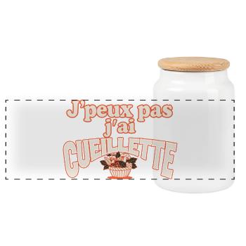 J'peux pas j'ai cueillette - Boîte à biscuits avec couvercle en bois - blanc - Devant