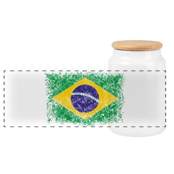 Brasilien - Vintage - Panorama Keksdose mit Holzdeckel - Weiß - Vorne
