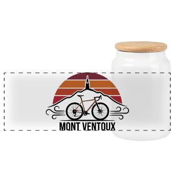 Mont Ventoux Retro-Radsport-T-Shirt - Panorama Keksdose mit Holzdeckel - Weiß - Vorne