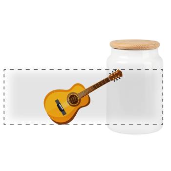 guitar - Panoramic Cookie Jar with Wooden Lid - white - Front