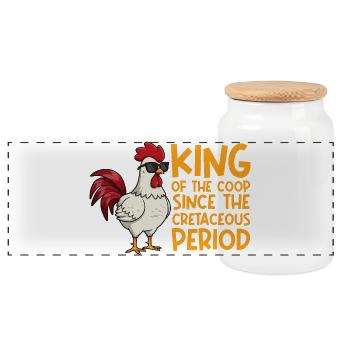Élevage de coqs, volaille, poulet - Boîte à biscuits avec couvercle en bois - blanc - Devant