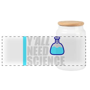 Y'all Need Science Lustig Wissenschaft Nerd Spruch - Panorama Keksdose mit Holzdeckel - Weiß - Vorne