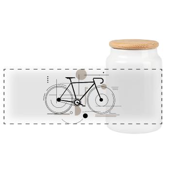 Silhouette géométrique de vélo - Boîte à biscuits avec couvercle en bois - blanc - Devant