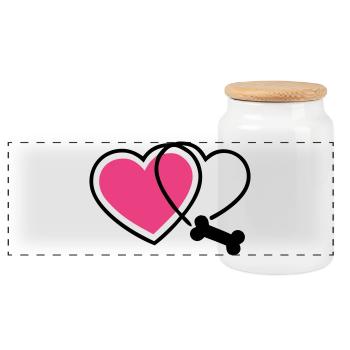 Empreinte de patte Love Dog Bone Dog Maman - Boîte à biscuits avec couvercle en bois - blanc - Devant