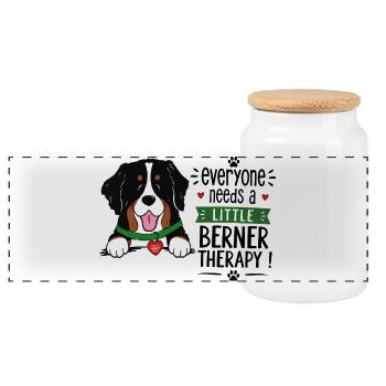 Chien de montagne bernois Petit Berner Humour de chien de thérapie - Boîte à biscuits avec couvercle en bois - blanc - Devant