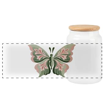Schmetterling  - Panorama Keksdose mit Holzdeckel - Weiß - Vorne