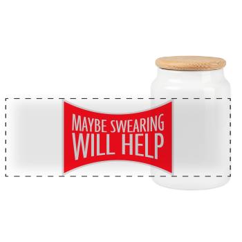 Maybe Swearing Will Help Sarkastisch Spruch Grafik - Panorama Keksdose mit Holzdeckel - Weiß - Vorne
