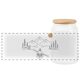 Kayak dans le lac de montagne - Boîte à biscuits avec couvercle en bois - blanc - Devant