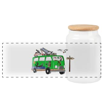 Italien Camper Motiv Vanlife Camping Urlaub - Panorama Keksdose mit Holzdeckel - Weiß - Vorne