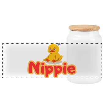 Nippie Duck - Panoramic Cookie Jar with Wooden Lid - white - Front