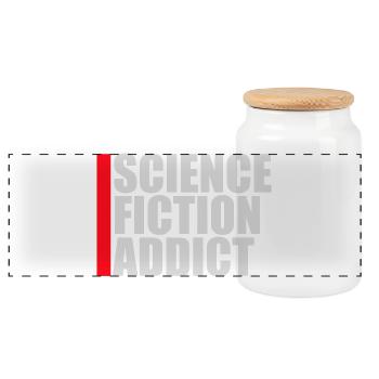 Science Fiction Addict Sci Fi Lover Quote Text - Panoramic Cookie Jar with Wooden Lid - white - Front
