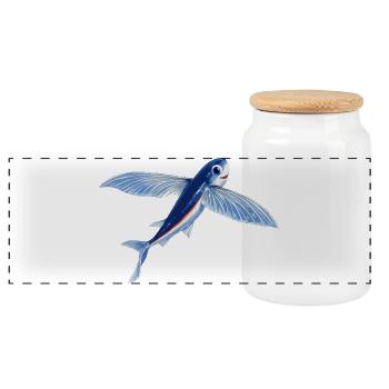 Poisson volant en orange bleu - Boîte à biscuits avec couvercle en bois - blanc - Devant