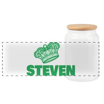 Geschenk für Steven - Panorama Keksdose mit Holzdeckel - Weiß - Vorne