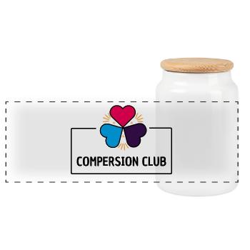Compersion Club - Polyamorie  - Panorama Keksdose mit Holzdeckel - Weiß - Vorne