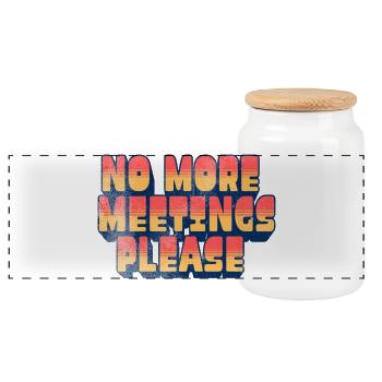 Lustiger Büro-Humor – bitte keine weiteren Meetings - Panorama Keksdose mit Holzdeckel - Weiß - Vorne