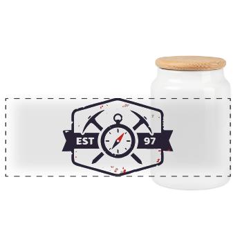 Bergretter Kompass Wappen - Panorama Keksdose mit Holzdeckel - Weiß - Vorne