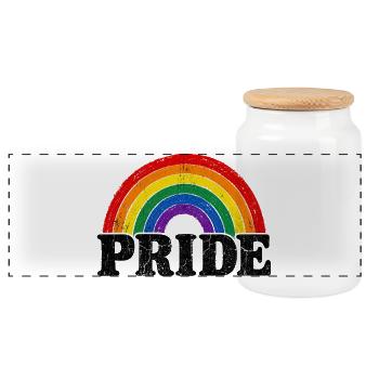 Pride Regenbogen Schriftzug CSD Spruch LGBT - Panorama Keksdose mit Holzdeckel - Weiß - Vorne