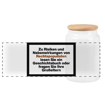 RISIKEN UND NEBENWIRKUNGEN VON RECHTSPOPULISTEN - Panorama Keksdose mit Holzdeckel - Weiß - Vorne