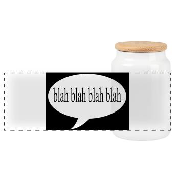 Blah Blah Blah - Panoramic Cookie Jar with Wooden Lid - white - Front