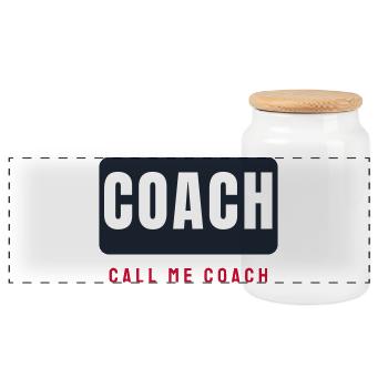 Coach Schriftzug Balken - Trainer Team Sport - Panorama Keksdose mit Holzdeckel - Weiß - Vorne