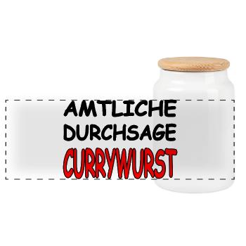 Currywurst - Panorama Keksdose mit Holzdeckel - Weiß - Vorne