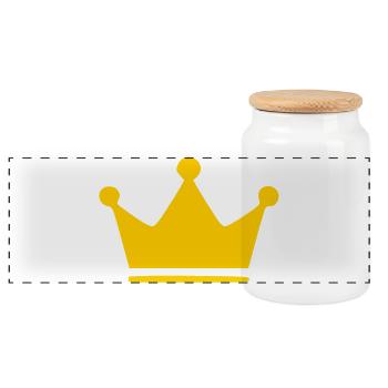 Crown Yellow Birthday Gift Birthday - Panoramic Cookie Jar with Wooden Lid - white - Front