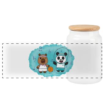 Sport - Boîte à biscuits avec couvercle en bois - blanc - Devant
