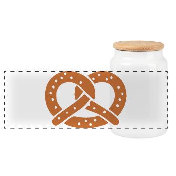 Pretzel Bakery Gift Baker - Panoramic Cookie Jar with Wooden Lid - white - Front