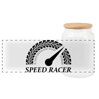 Tacho Speed Racer - Panorama Keksdose mit Holzdeckel - Weiß - Vorne
